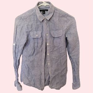 BANANA REPUBLIC STRIPPED LONG SLEEVE BUTTON DOWN
